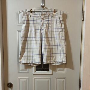 Nike Cream and Blue Plaid Men's Golf Shorts